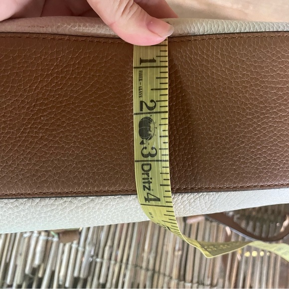 Michael Kors Cream & Tan Genuine Leather Satchel Crossbody - Picture 14 of 17